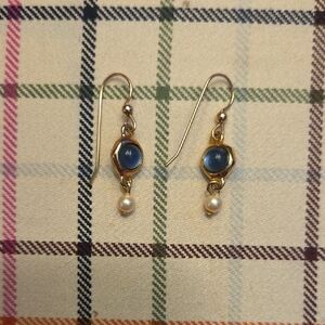 Elegant Gold and Blue Drop Earrings